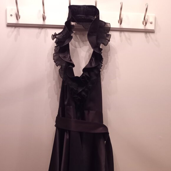 'WHITE HOUSE BLACK MARKET' Halter Dress Size 2 Solid Black - Picture 1 of 13